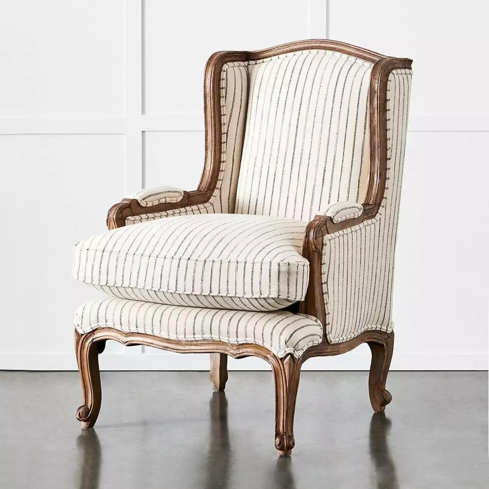 Armchairs | Khadi Hickory Stripe Armchair Natural & Black Armchairs Armchairs