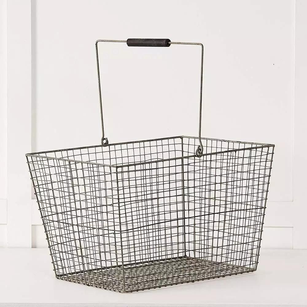 Baskets & Hampers | Wire Shopper Basket Aged Black Baskets & Hampers Aged Black