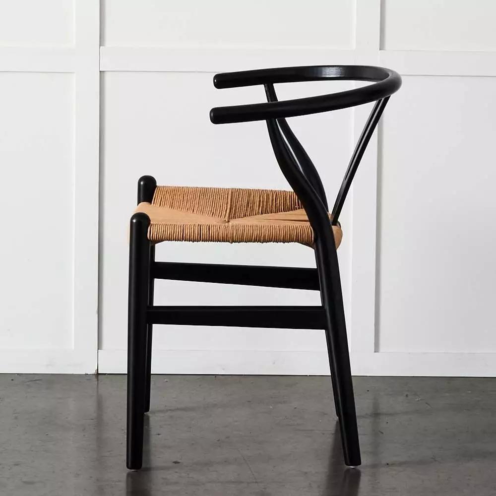 Chairs | Replica Wishbone Chair Black & Natural Chairs Black & Natural