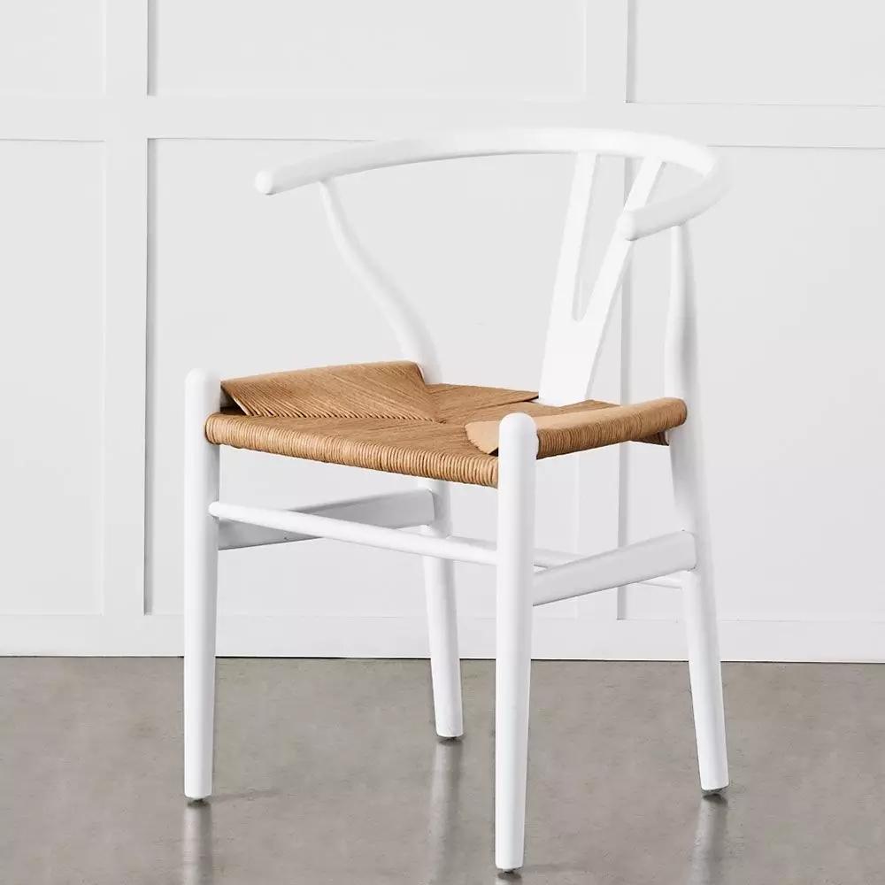 Chairs | Replica Wishbone Chair White & Natural Chairs Chairs