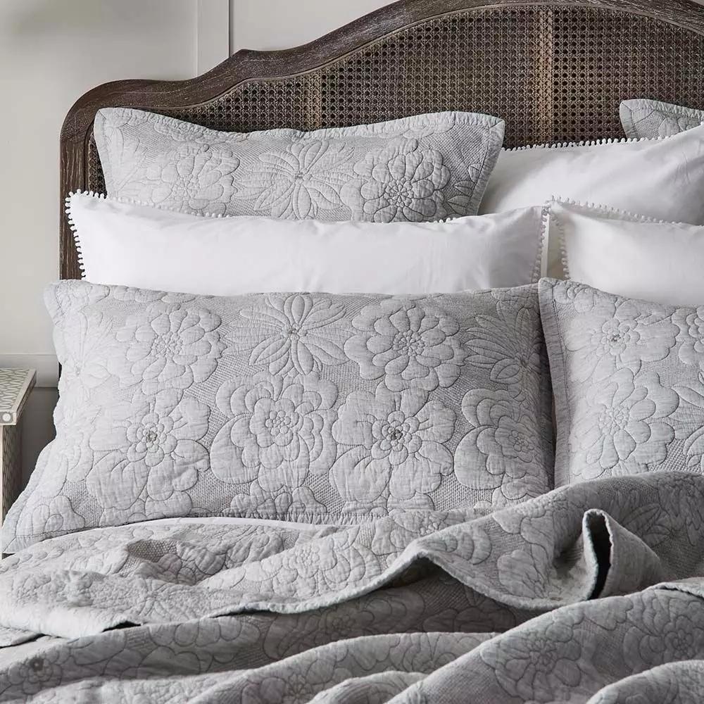 Coverlets & Shams | Ava Euro Sham Soft Grey Bed Linen Coverlets & Shams