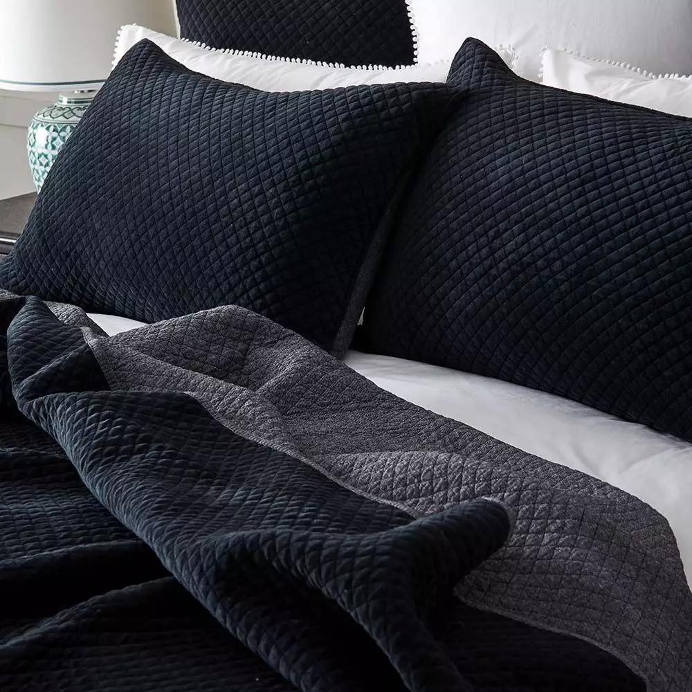 Coverlets & Shams | Harriet Euro Sham Black Bed Linen Black