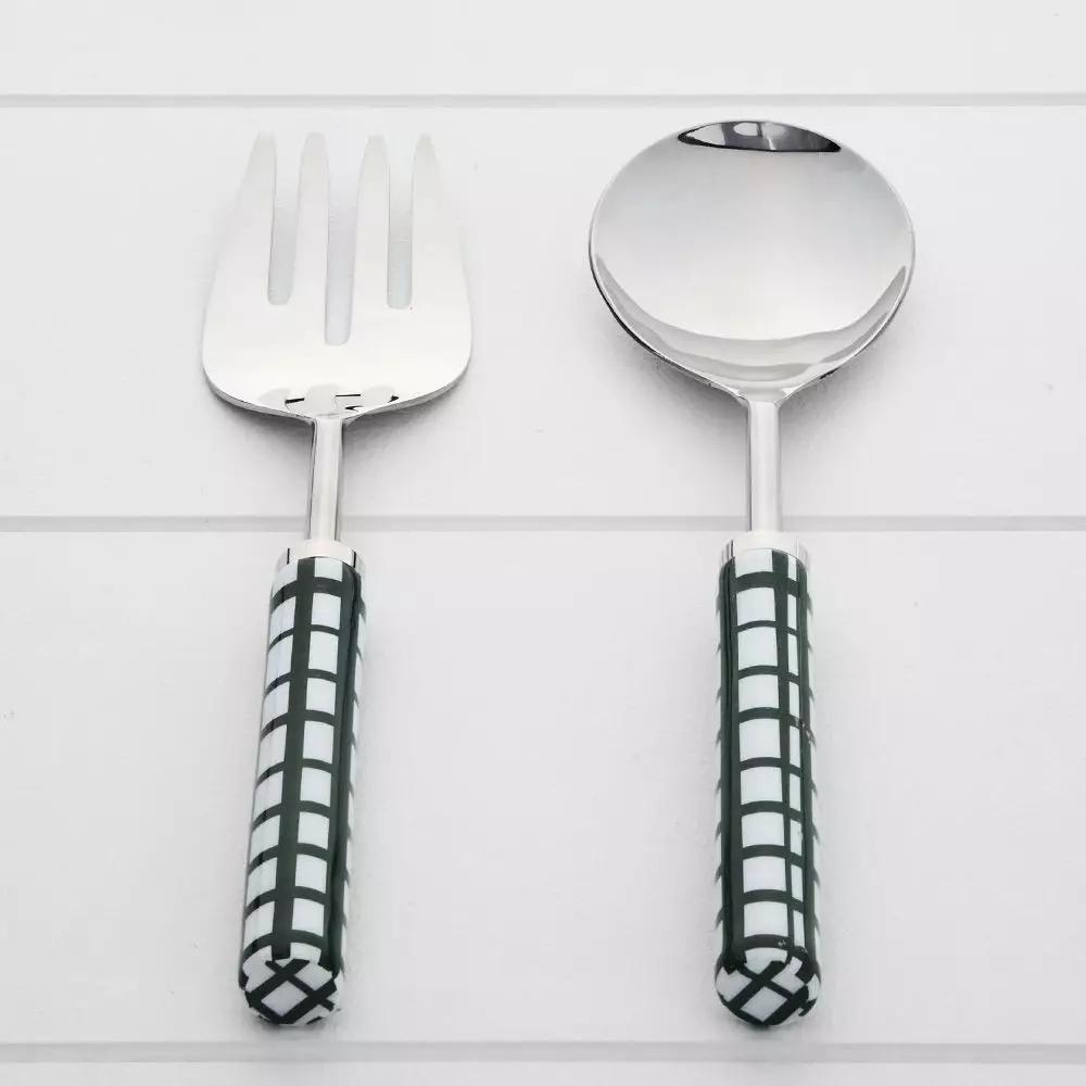 Cutlery | Corfu Salad Servers White & Bayleaf Cutlery Cutlery