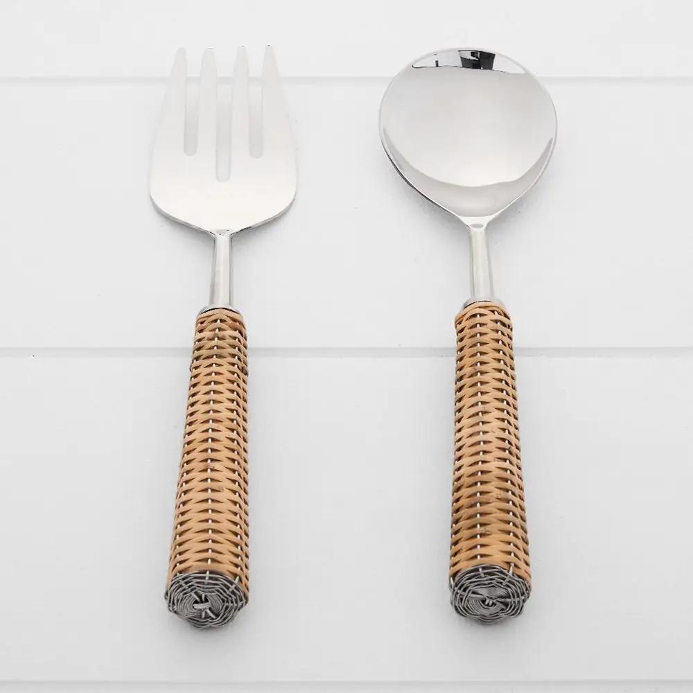 Cutlery | Majorca Salad Servers Rattan Cutlery Cutlery