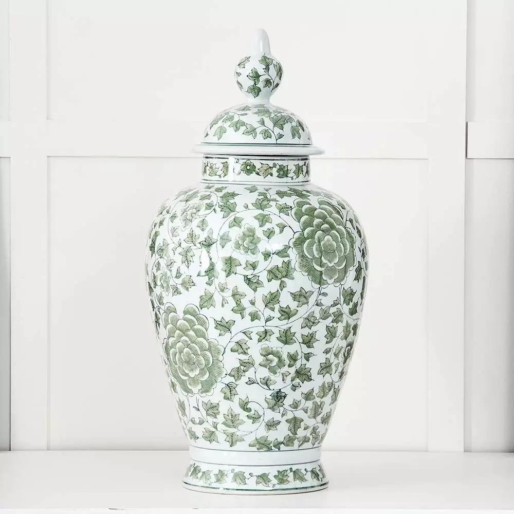 Decorative Accents | Blossom Ginger Jar Green & White Decorative Accents Decorative Accents