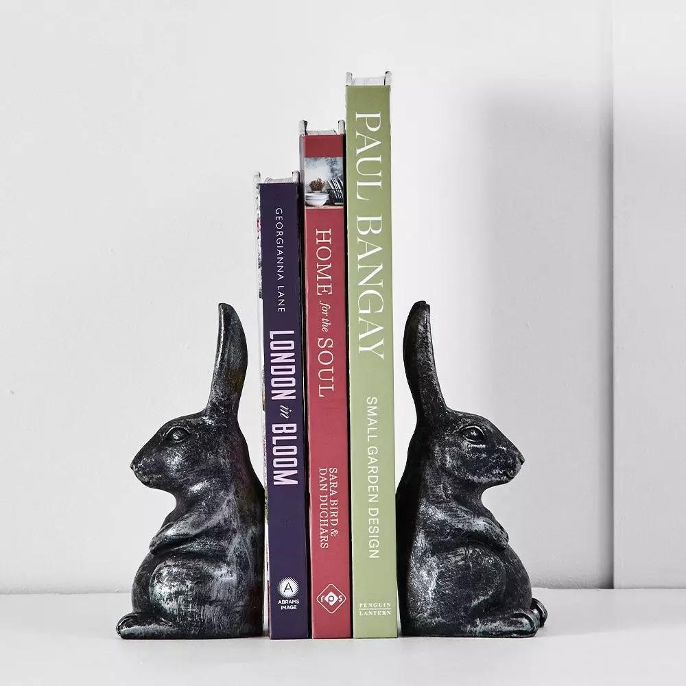 Decorative Accents | Bunny Bookends Aged Black Decorative Accents Aged Black