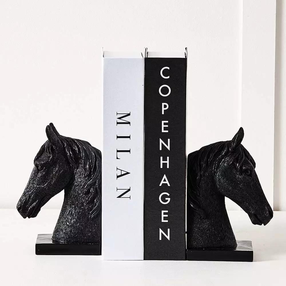 Decorative Accents | Horse Bookends Black Books Black