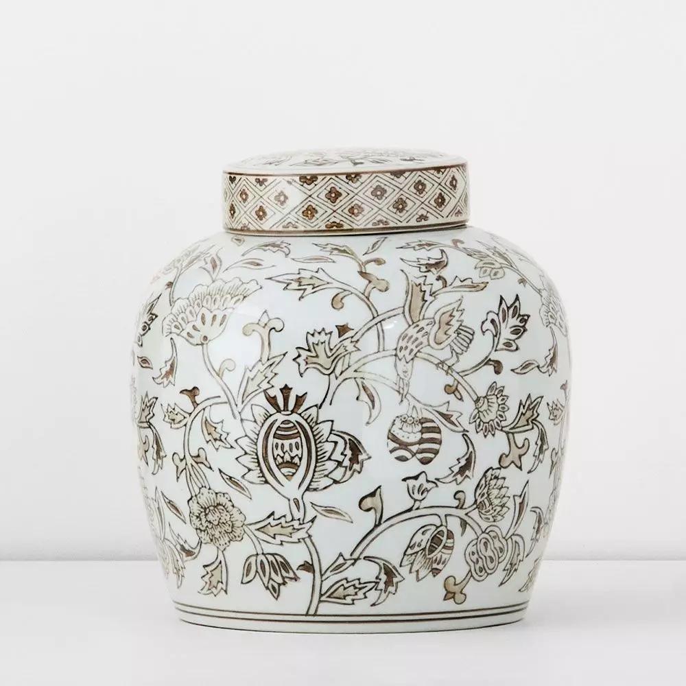 Decorative Accents | Macau Ginger Jar Chestnut & White Decorative Accents Chestnut & White