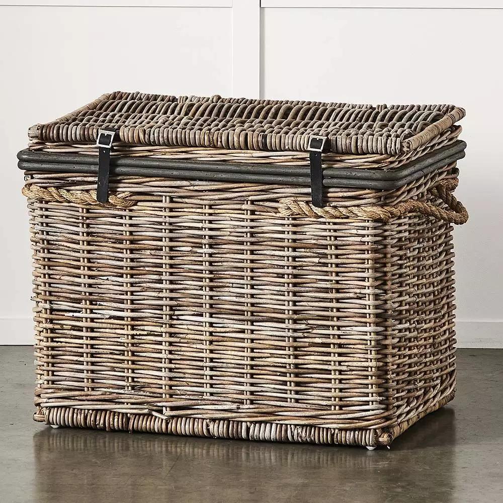 Hampers & Laundry | Kubu Linen Hamper Medium Aged Grey Baskets & Hampers Aged Grey