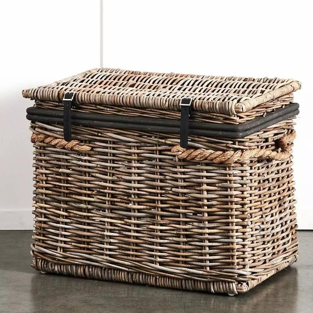 Hampers & Laundry | Kubu Linen Hamper Small Aged Grey Baskets & Hampers Aged Grey