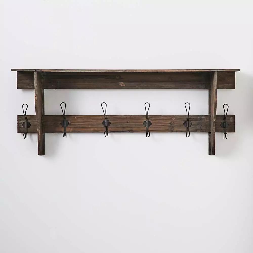 Hooks | Antique Hat & Coat Rack Natural Fir Homewares Hooks