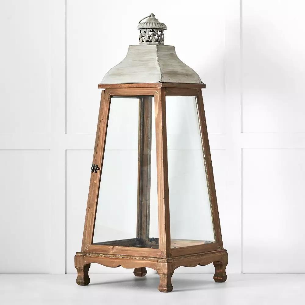 Lanterns | "Antique" Wooden Lantern Natural Homewares Lanterns