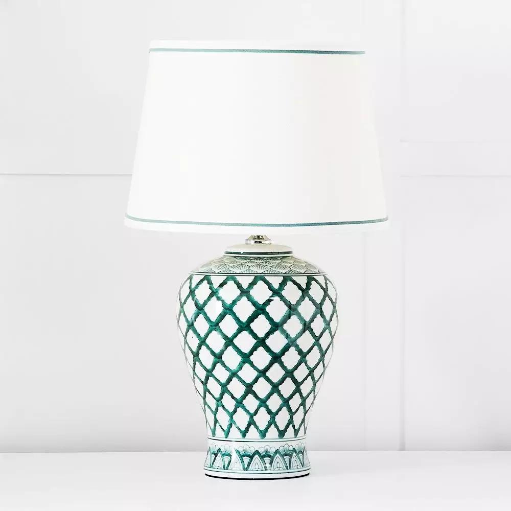 Lighting | Noble Table Lamp Green & White Homewares Green & White