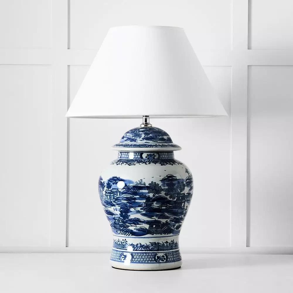 Lighting | Temple Table Lamp Blue & White Homewares Blue & White