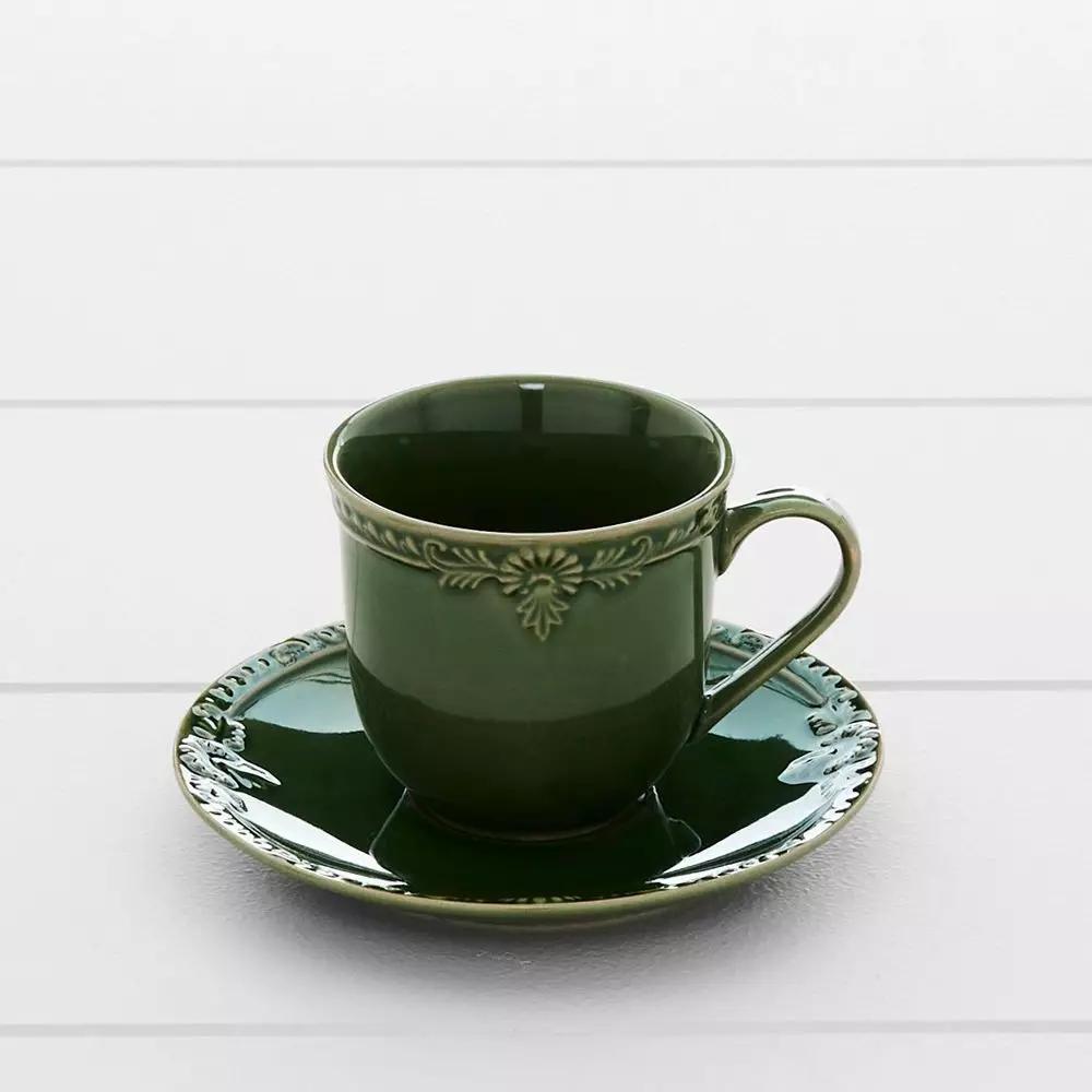 Mugs And Cups | Bretagne Cup & Saucer Bretagne Green Dining Bretagne Green