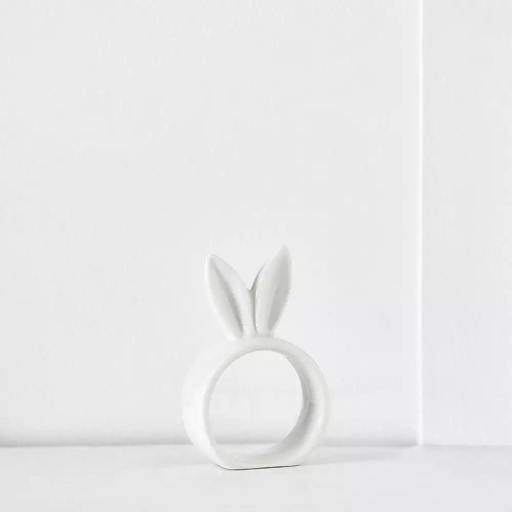 Napery | Bunny Ears Napkin Ring White Dining Napery