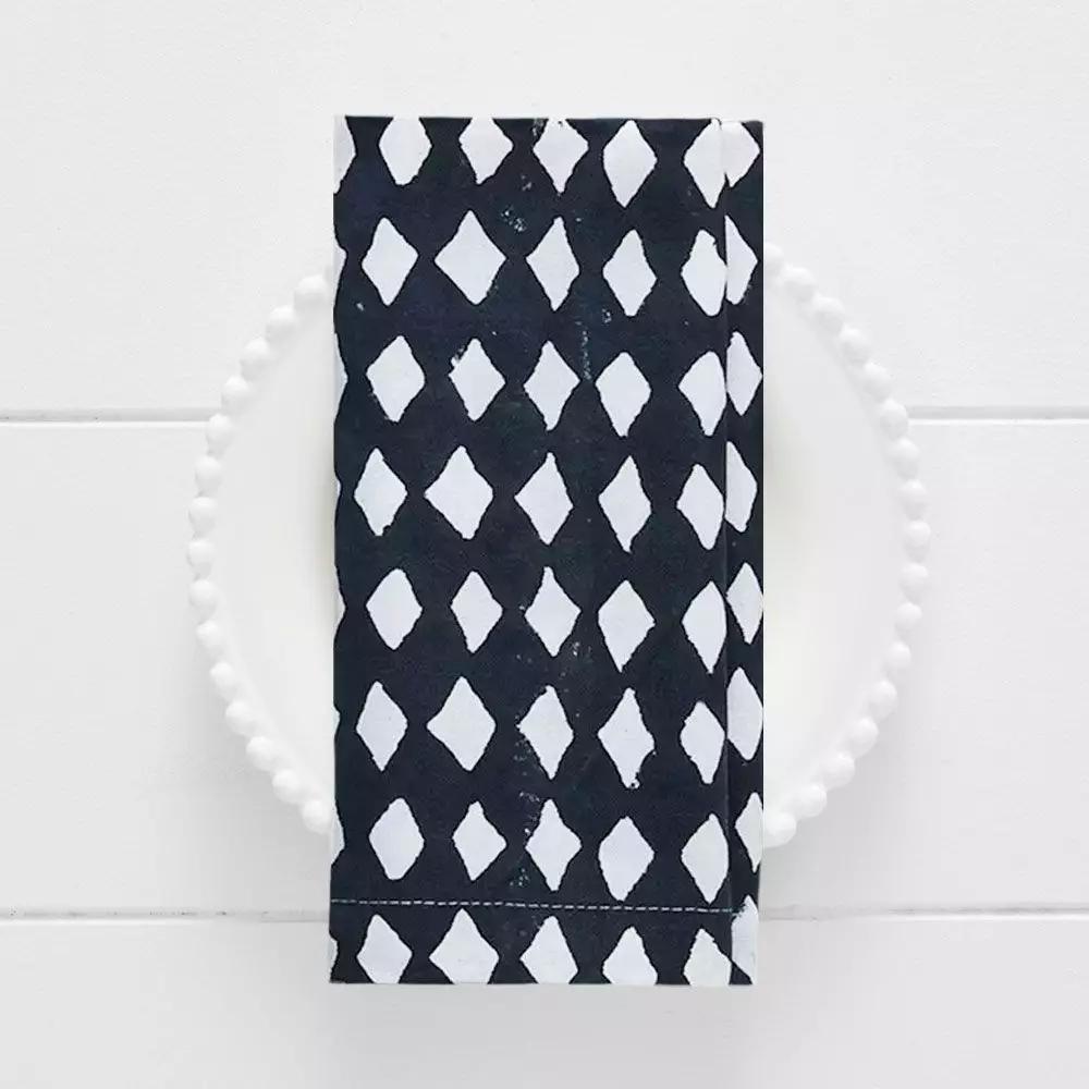 Napery | Diamond Napkin Indigo & White Dining Indigo & White