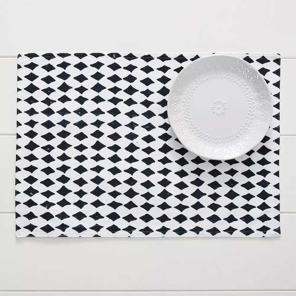 Napery | Diamond Placemat Indigo & White Dining Indigo & White