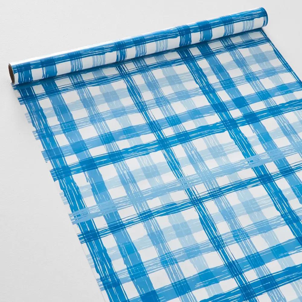 Napery | Shepherd Check Paper Table Runner Blue Dining Blue