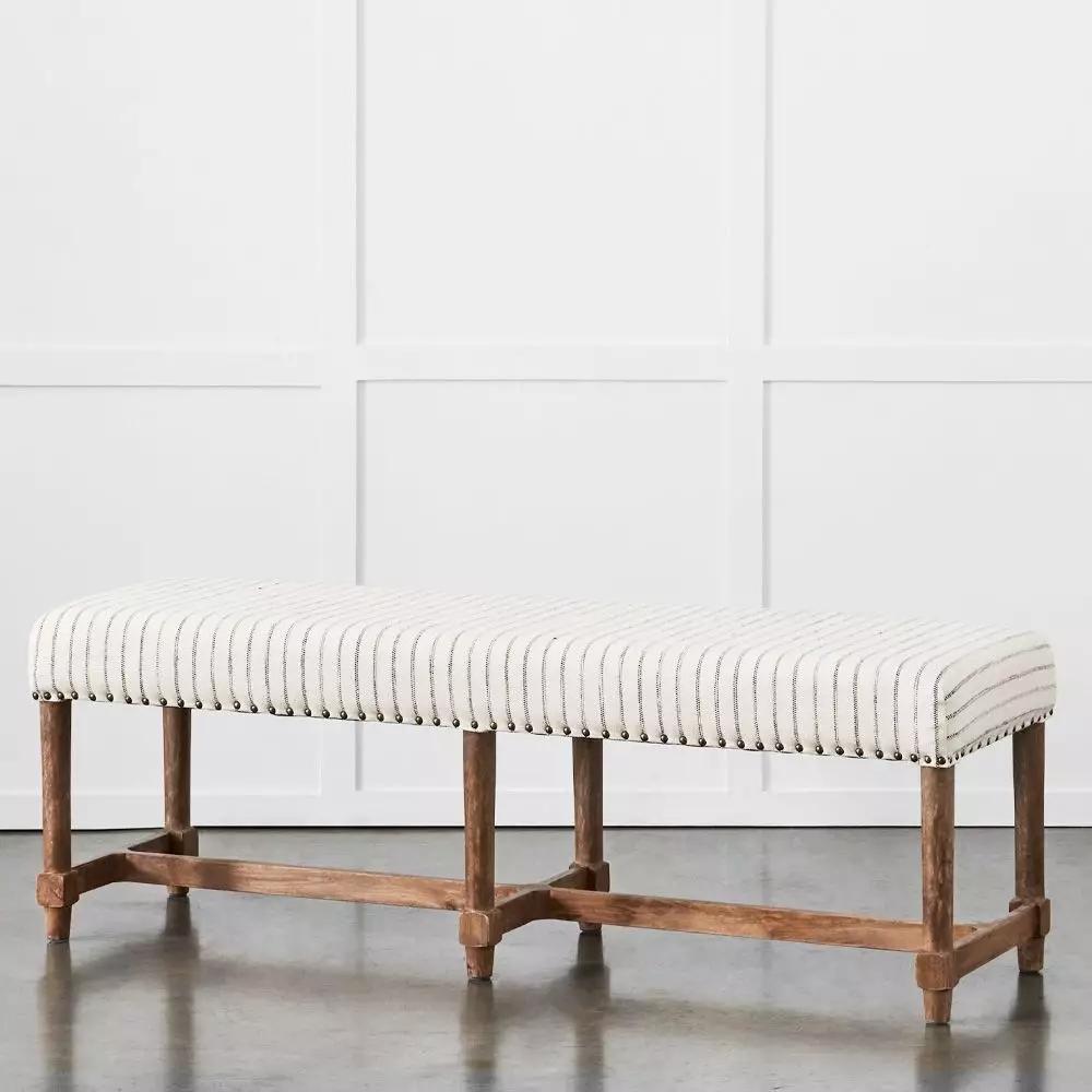 Ottomans & Benches | Khadi Hickory Stripe Bench Natural & Black Benches Benches