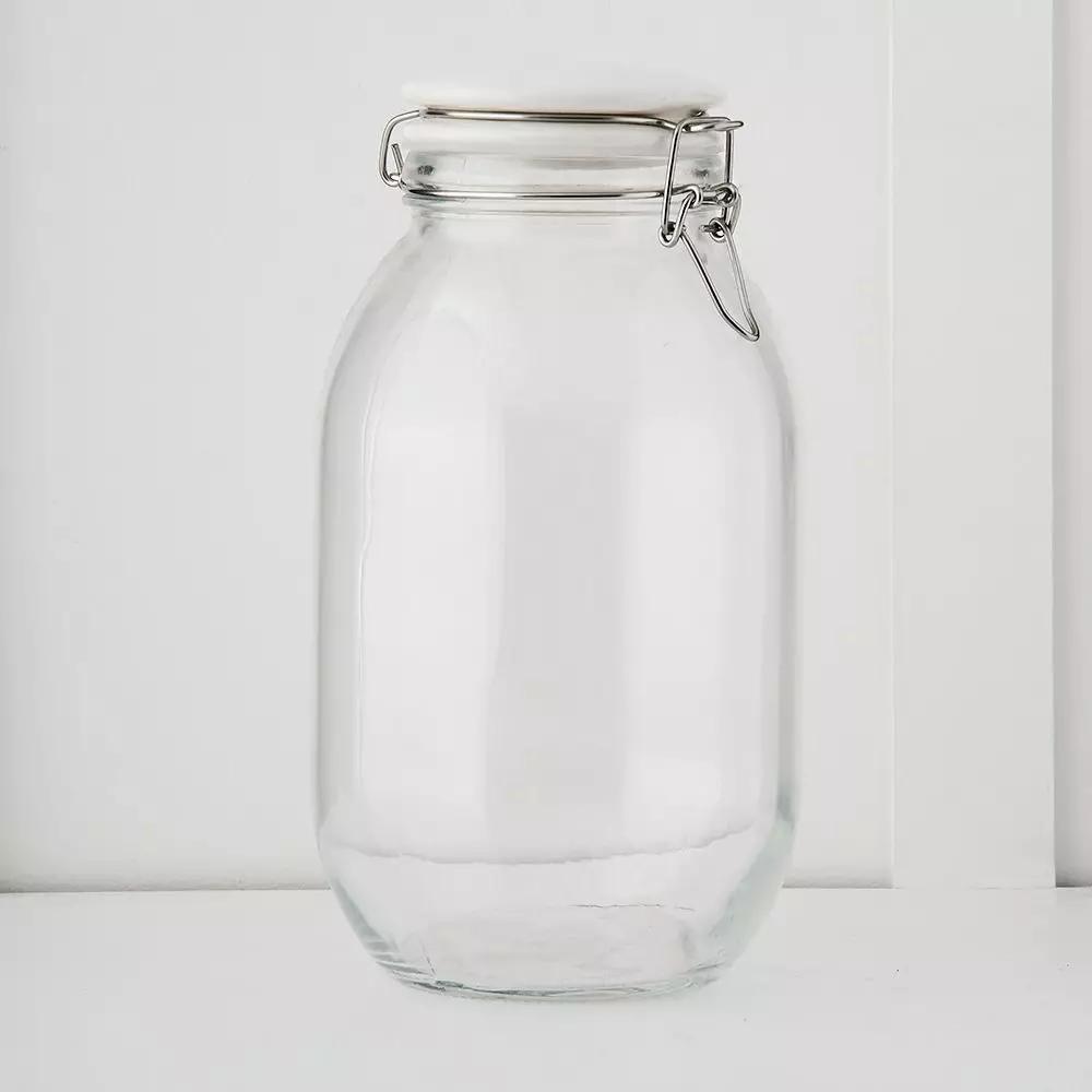 Storage | Larder Jar Xl Glass With White Lid Kitchen Glass With White Lid