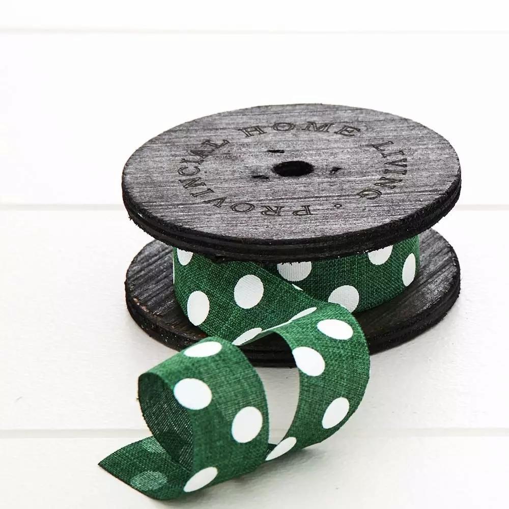 Wrap, Ribbon & Gift Tags | Dottie Ribbon – 10M Green & White Homewares Green & White